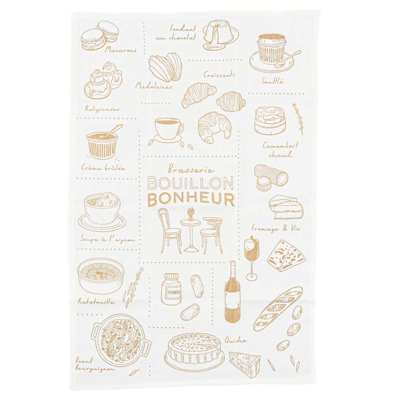 Lot de 3 torchons beige et blanc 