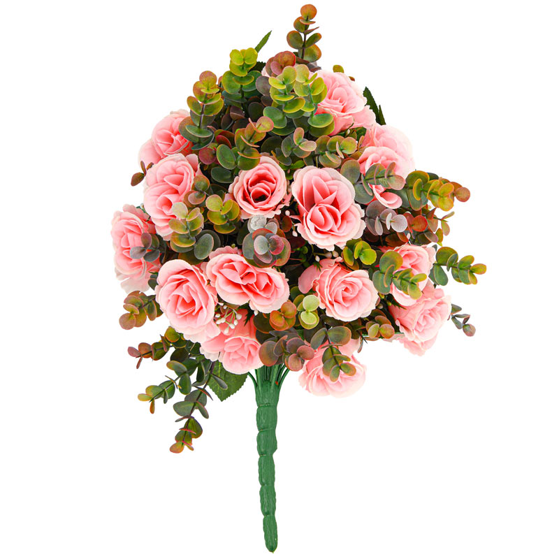 Bouquet de roses et eucalyptus 