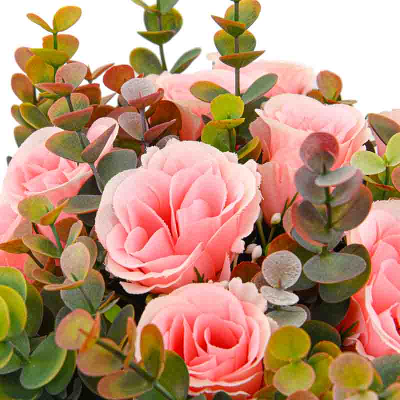 Bouquet de roses et eucalyptus 