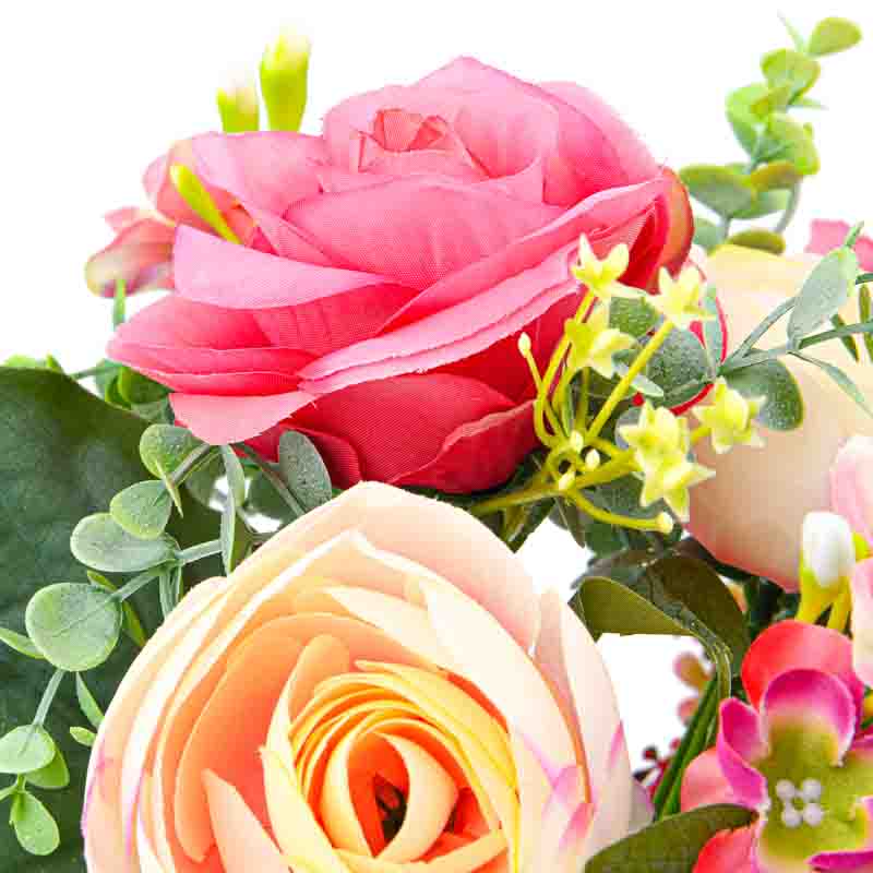 Bouquet haut de pivoines roses et eucalyptus 