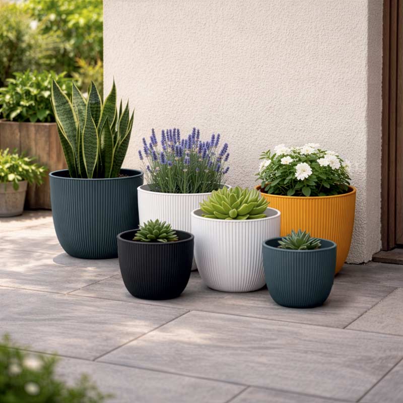 Cache-pot 'Iris' bleu jean 3,6L