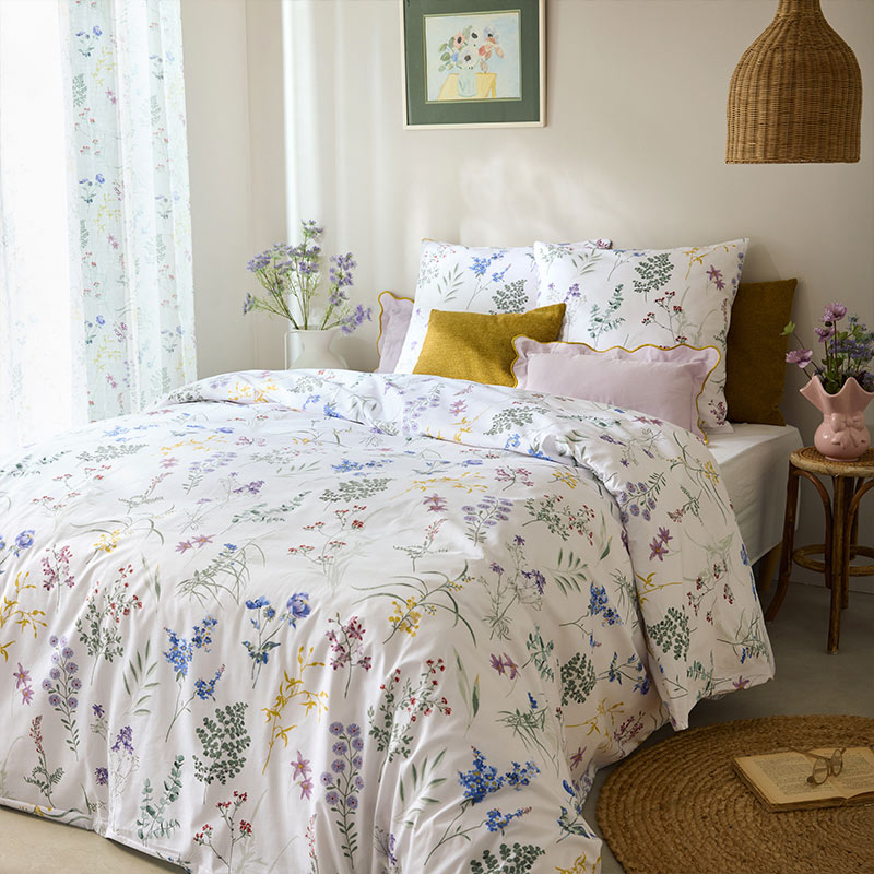 Parure de lit en percale de coton 'Bleuette'