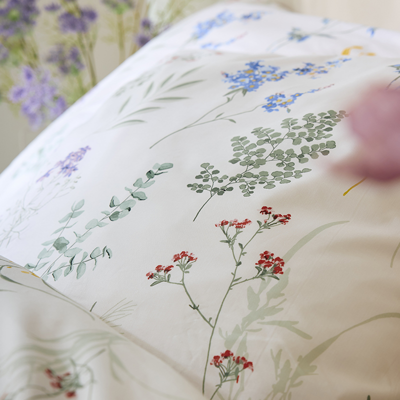 Parure de lit en percale de coton 'Bleuette'