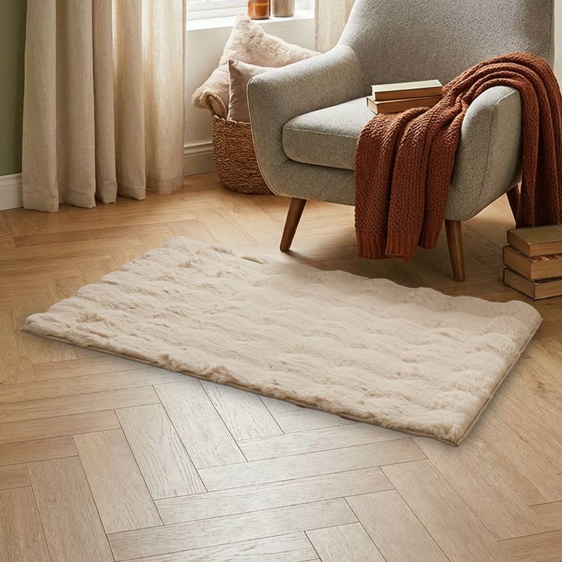 Tapis imitation fourrure 'Mountains' beige