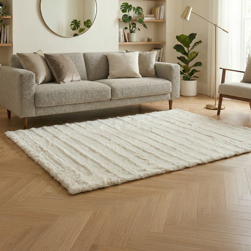 Tapis imitation fourrure 'Mountains' beige