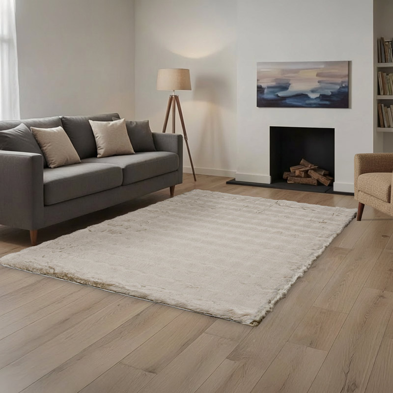 Tapis imitation fourrure 'Mountains' taupe