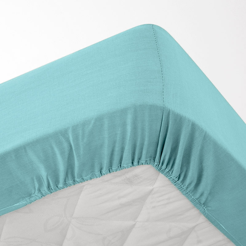 Drap housse jersey extensible bleu acier