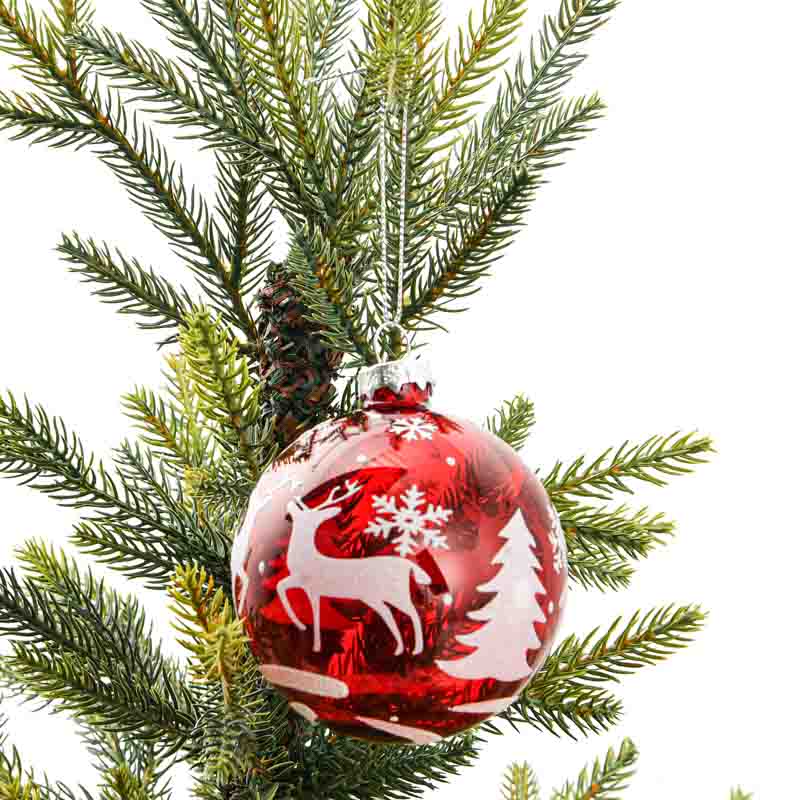 Boule ronde verre paysage enneigé 