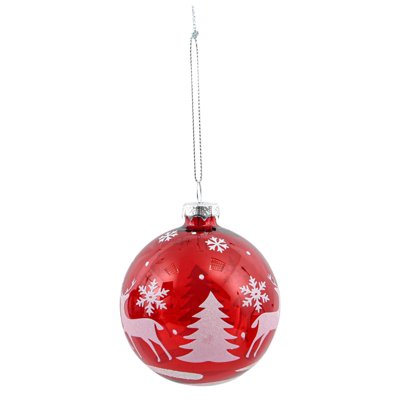 Boule ronde verre paysage enneigé 