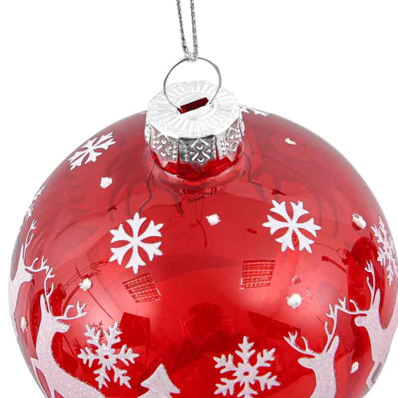 Boule ronde verre paysage enneigé 