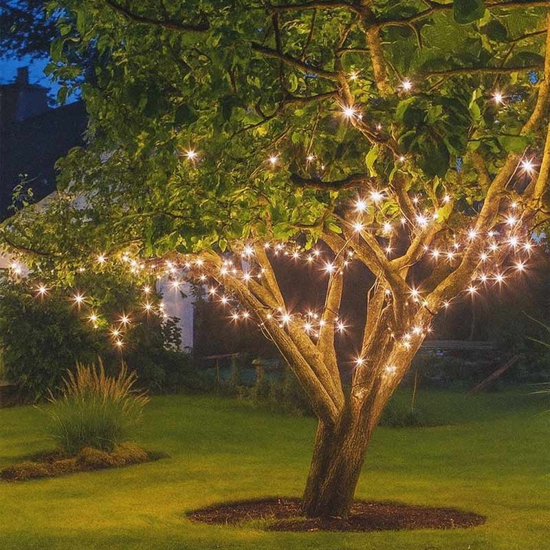 Guirlande solaire lumineuse à LED blanc chaud