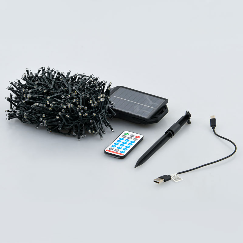 Guirlande solaire lumineuse à LED blanc chaud