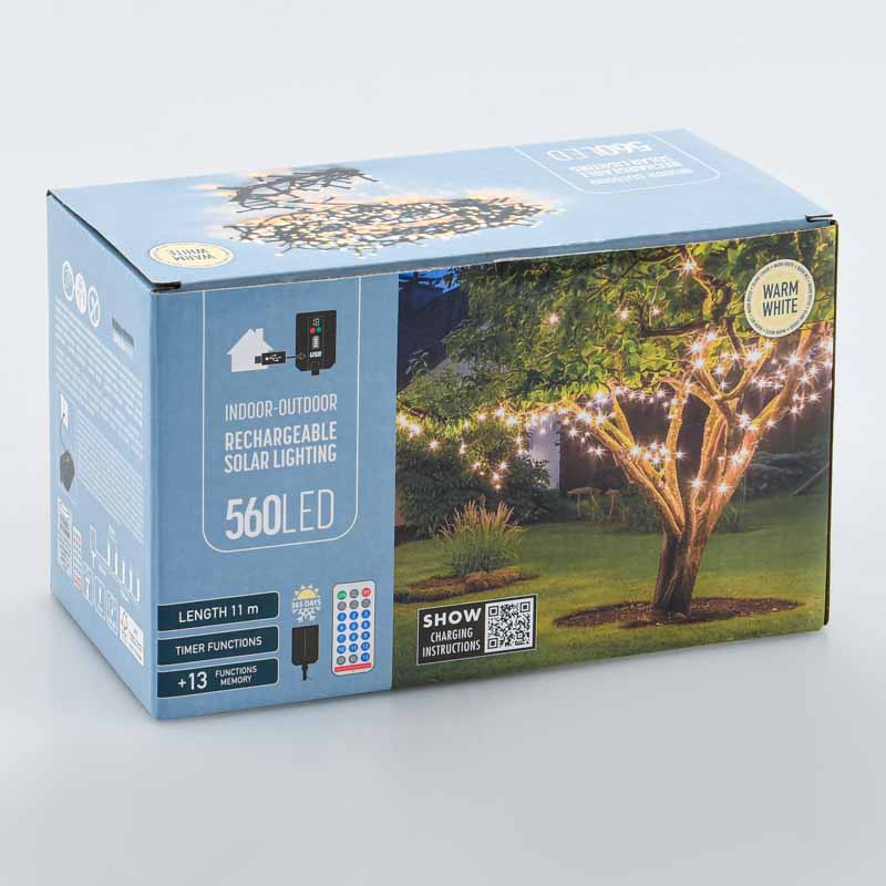 Guirlande solaire lumineuse à LED blanc chaud