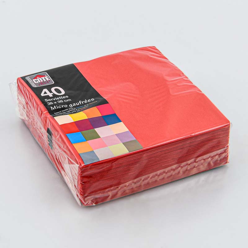 Lot de 40 serviettes micro gaufrées rouges rouge 38x38cm - L'Incroyable