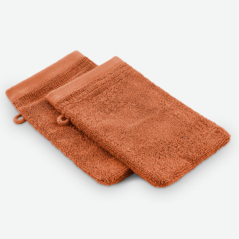 Lot de 2 gants de toilette 'Mara' terracotta