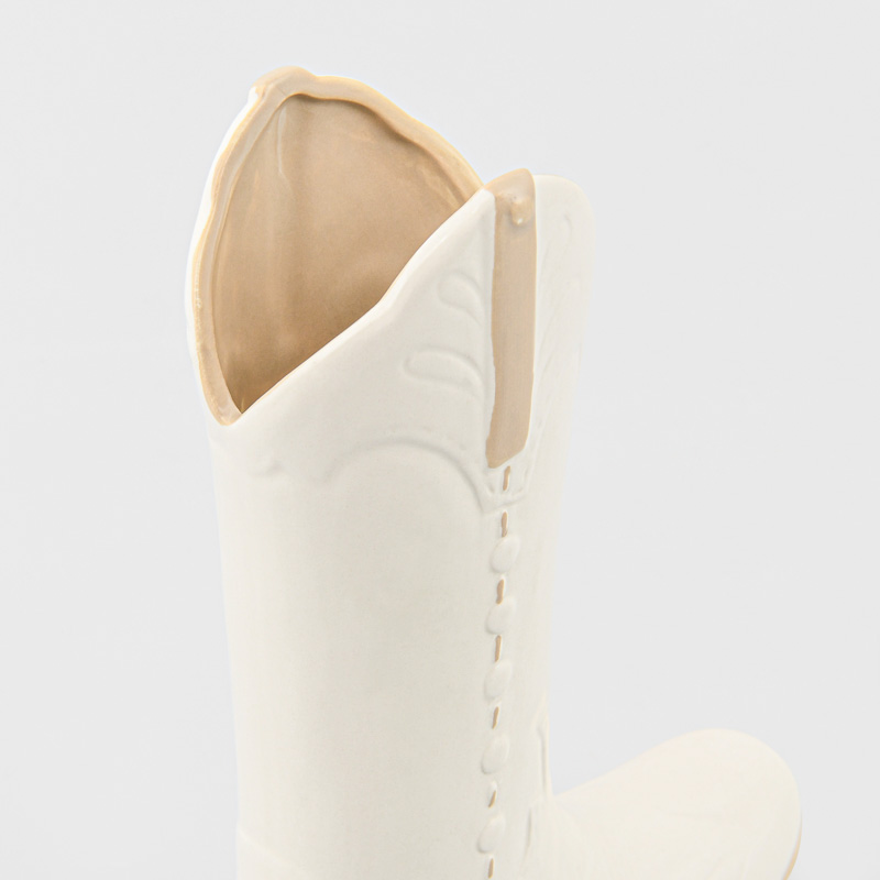Vase forme botte 'Rodeo' blanc et beige