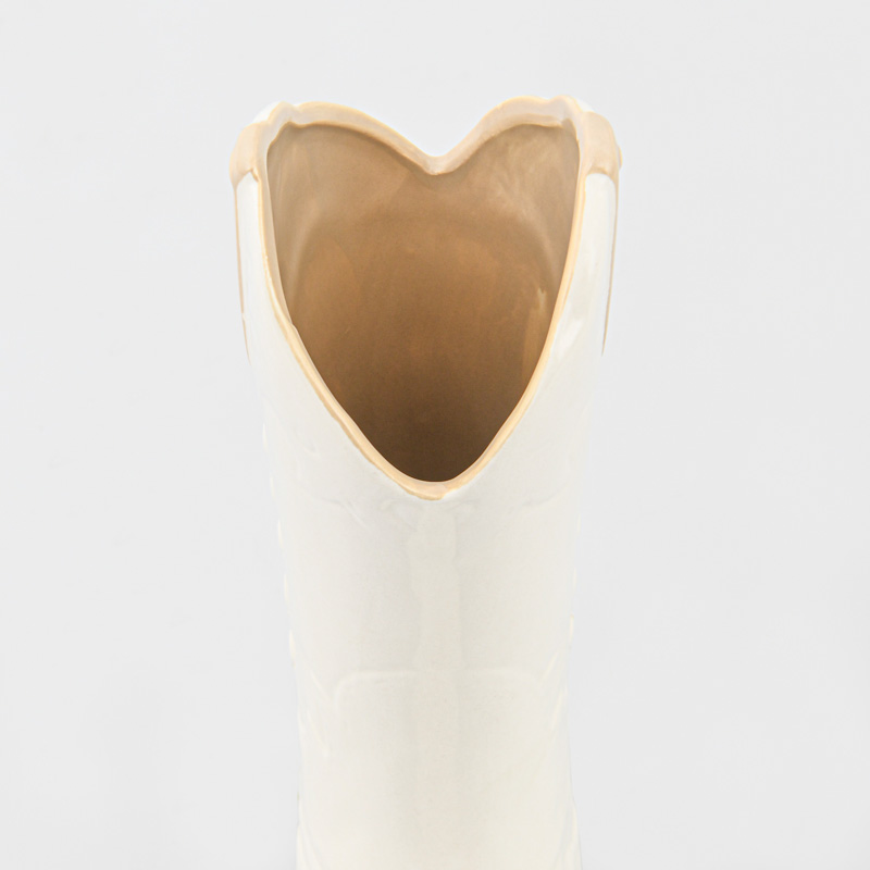 Vase forme botte 'Rodeo' blanc et beige