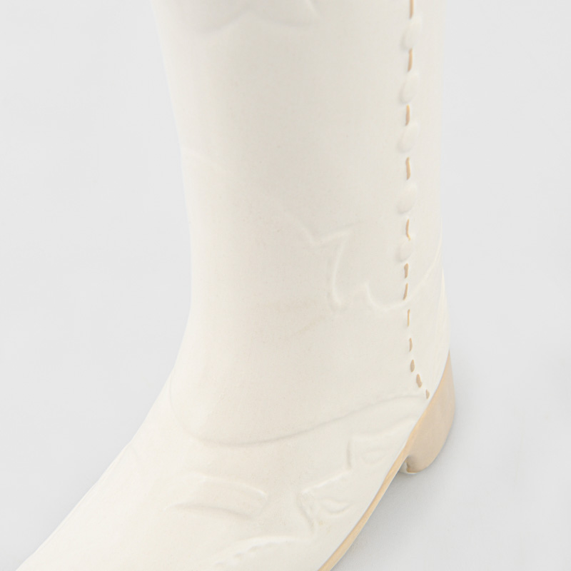 Vase forme botte 'Rodeo' blanc et beige
