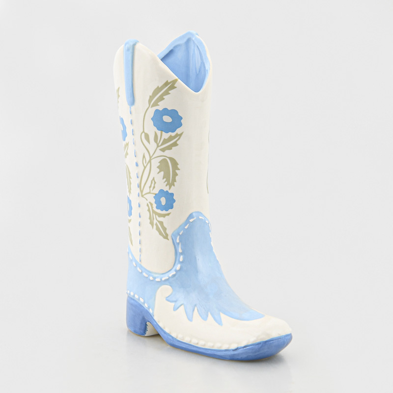 Vase forme botte 'Rodeo' bleu
