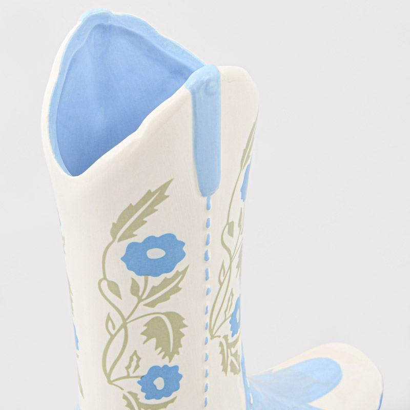 Vase forme botte 'Rodeo' bleu