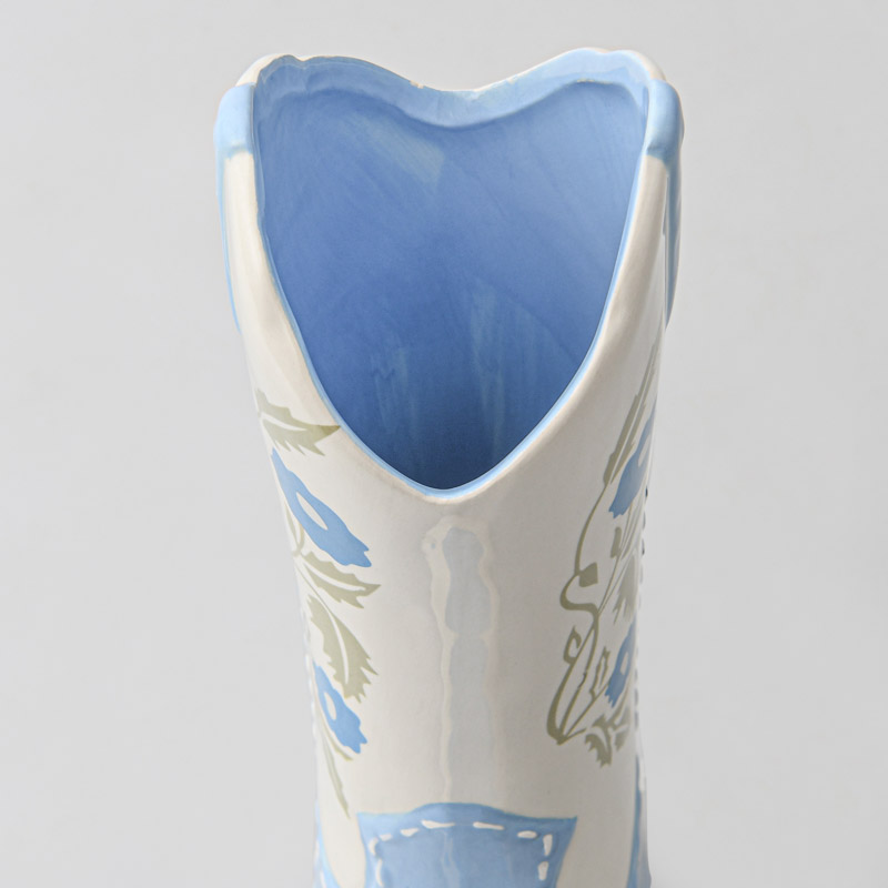 Vase forme botte 'Rodeo' bleu