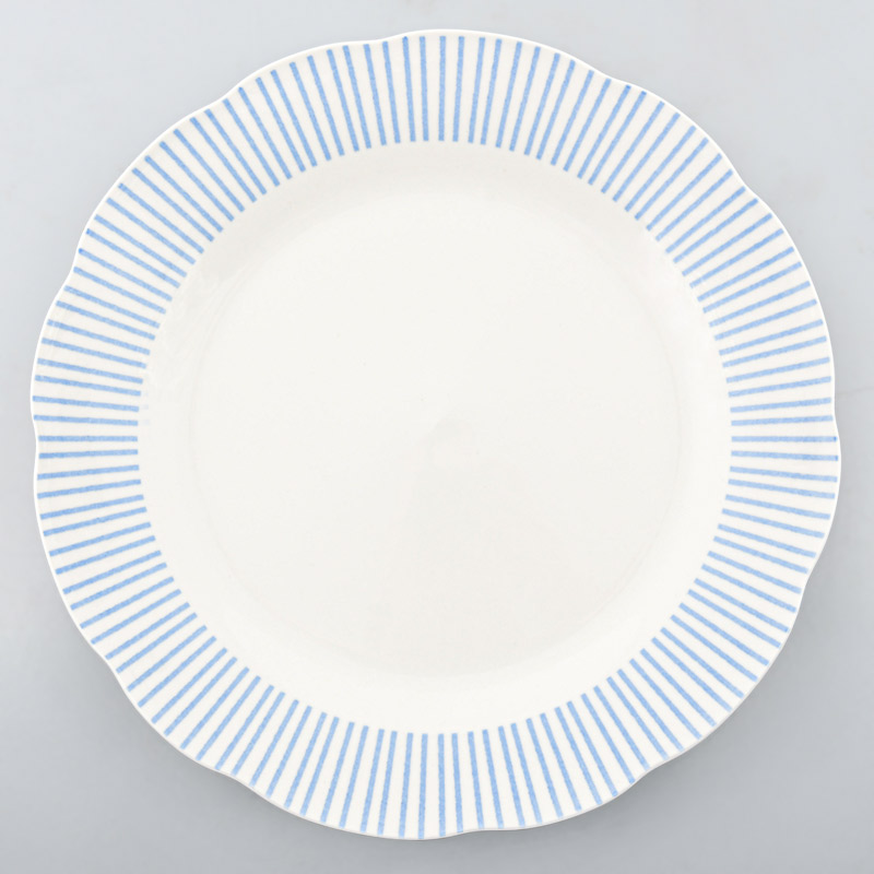 Assiette plate à lignes bleues 'Olynea'