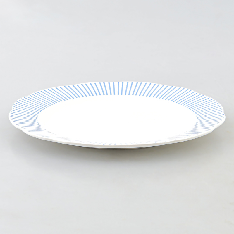 Assiette plate à lignes bleues 'Olynea'
