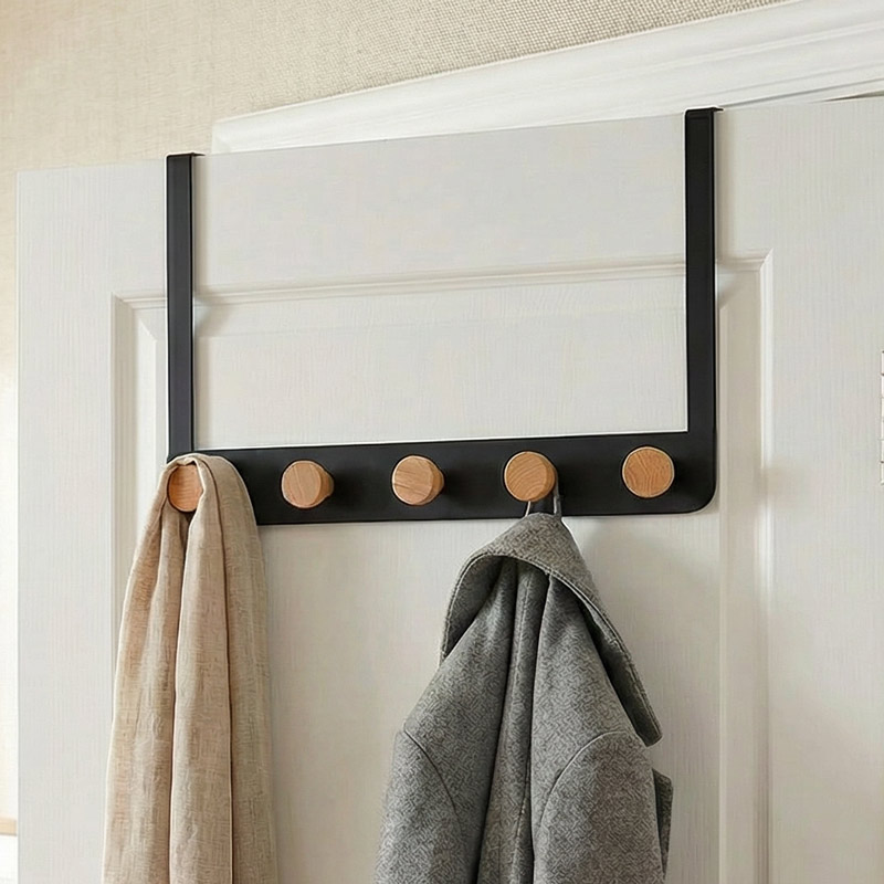 Patère dessus de porte à 5 crochets noire