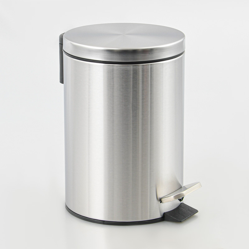 Poubelle de salle de bain ronde 3L argentée