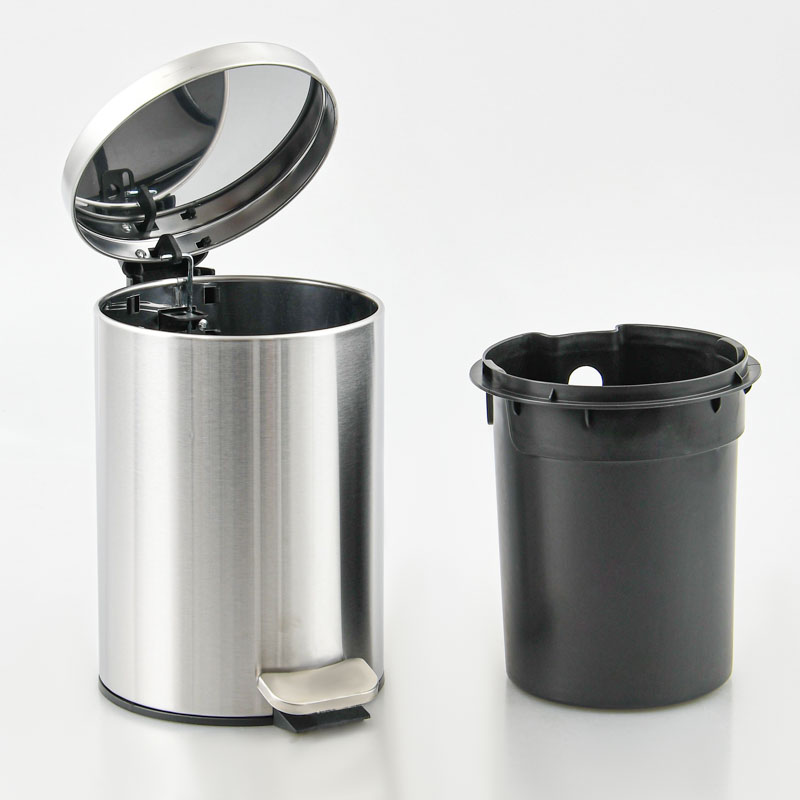 Poubelle de salle de bain ronde 3L argentée