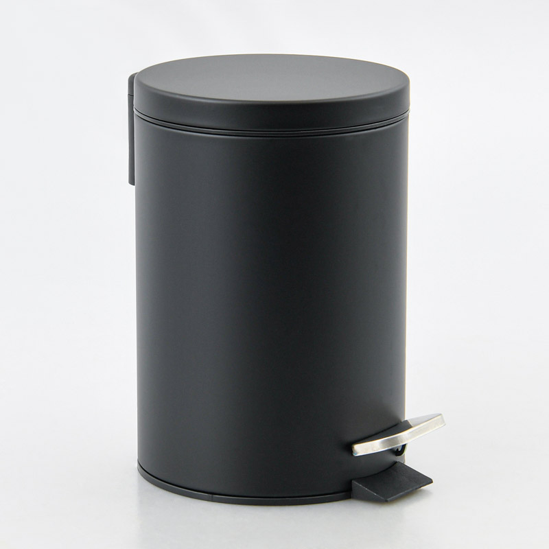 Poubelle de salle de bain ronde 3L noir mat