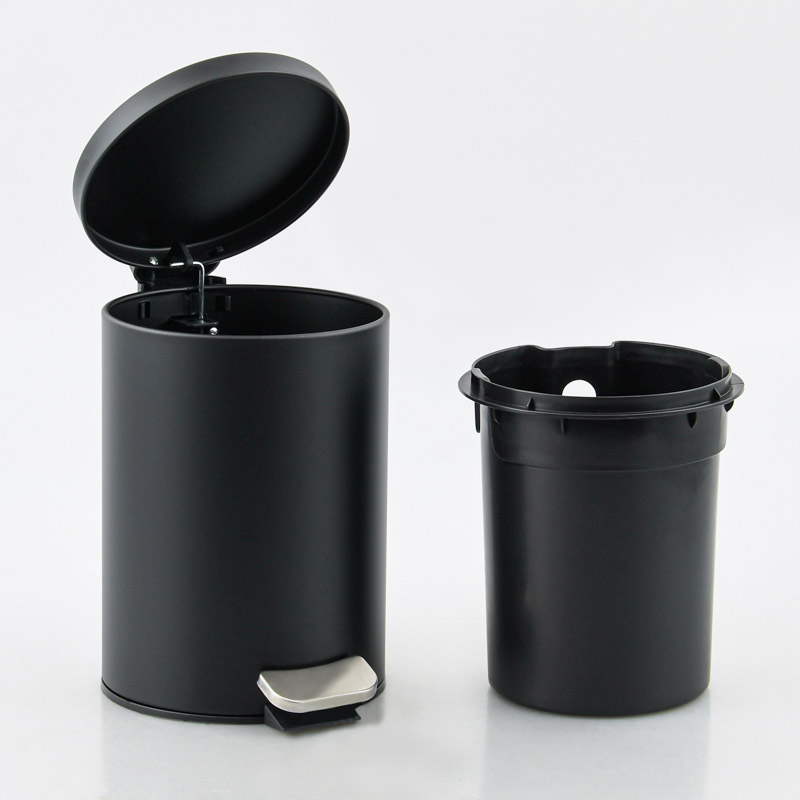 Poubelle de salle de bain ronde 3L noir mat