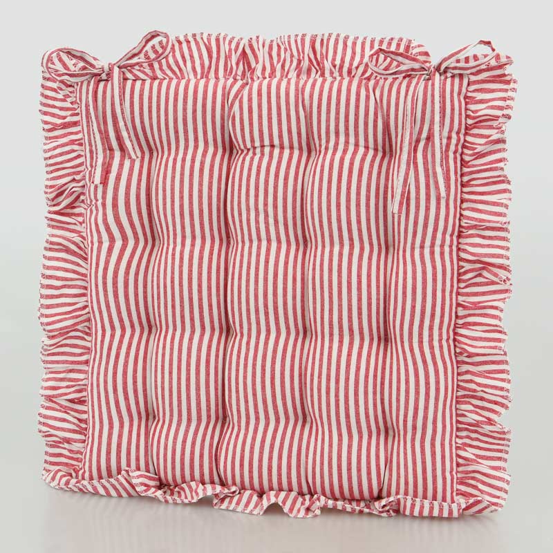 Dessus de chaise rayé à volants 'Clea' rouge