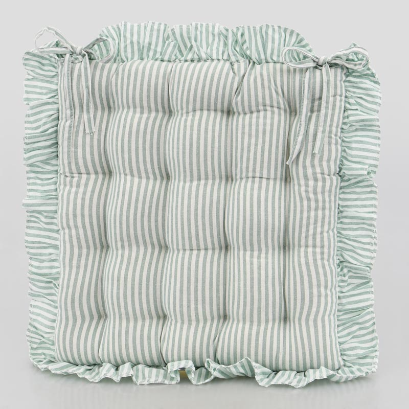Dessus de chaise rayé à volants 'Clea' vert