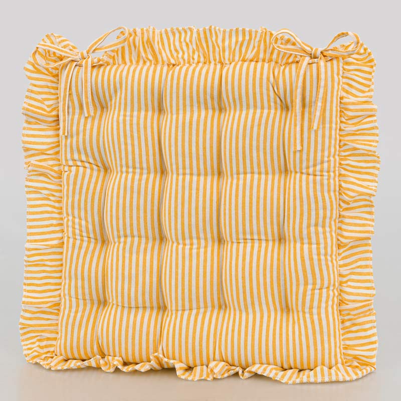Dessus de chaise rayé à volants 'Clea' jaune