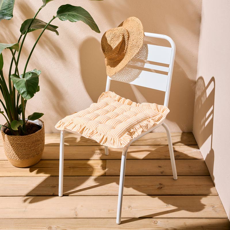 Dessus de chaise rayé à volants 'Clea' jaune