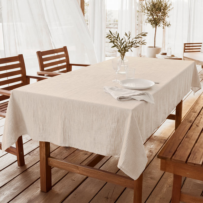 Nappe unie 'Idylle' gaze de coton beige