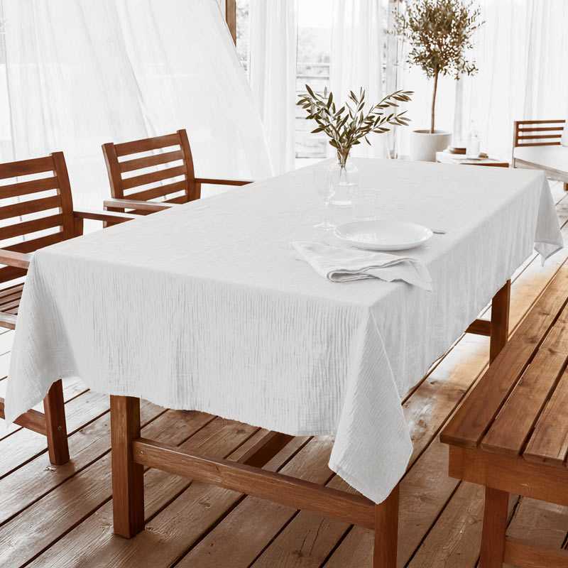 Nappe unie 'Idylle' gaze de coton blanc