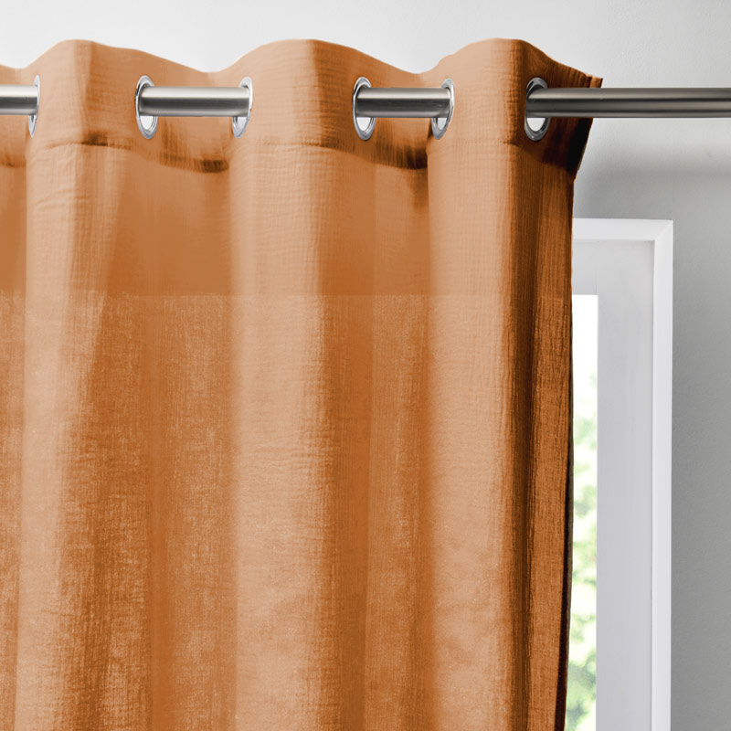Rideau 'Idylle' en gaze de coton couleur moka