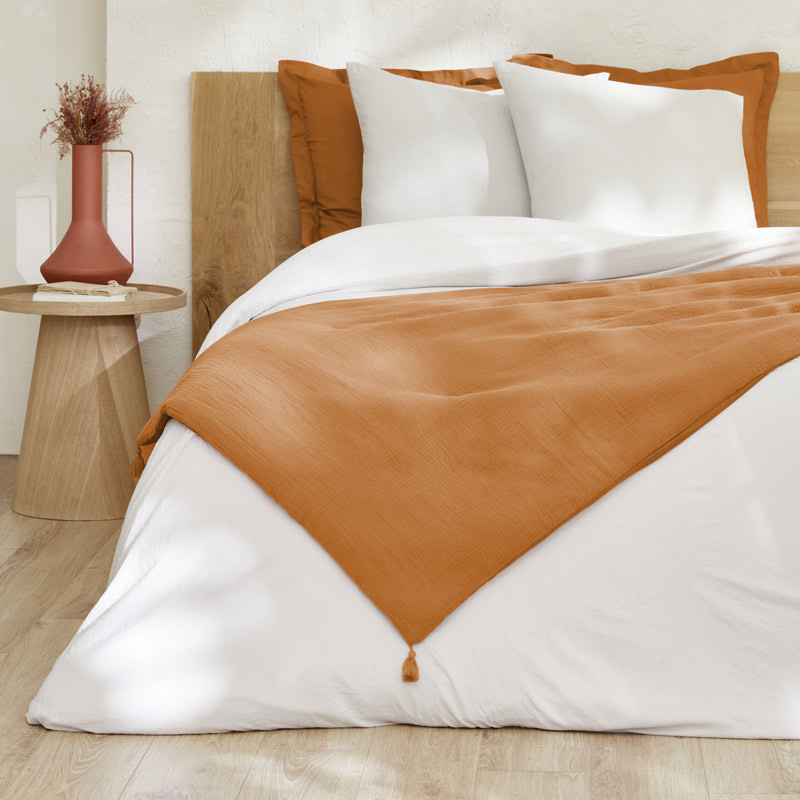 Chemin de lit 'Idylle' couleur moka