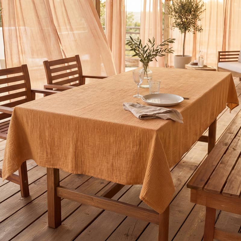 Nappe unie 'Idylle' gaze de coton moka 