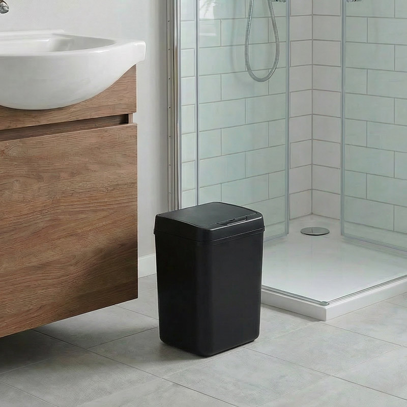 Poubelle à ouverture automatique noire 9L 