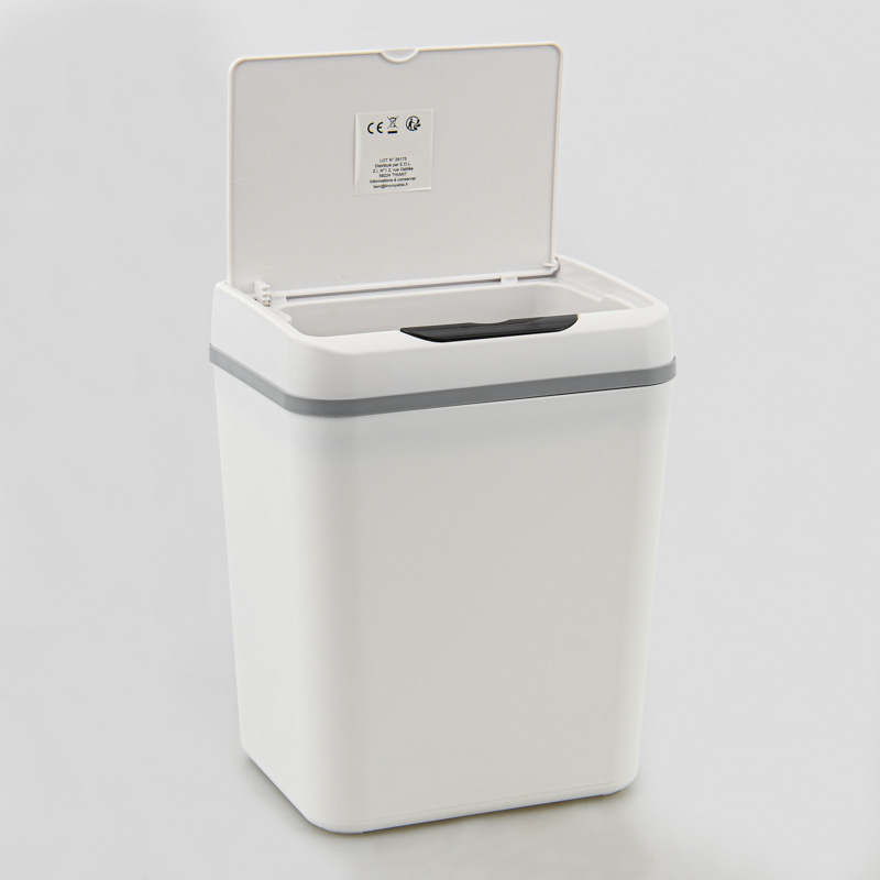Poubelle à ouverture automatique blanche 9L 