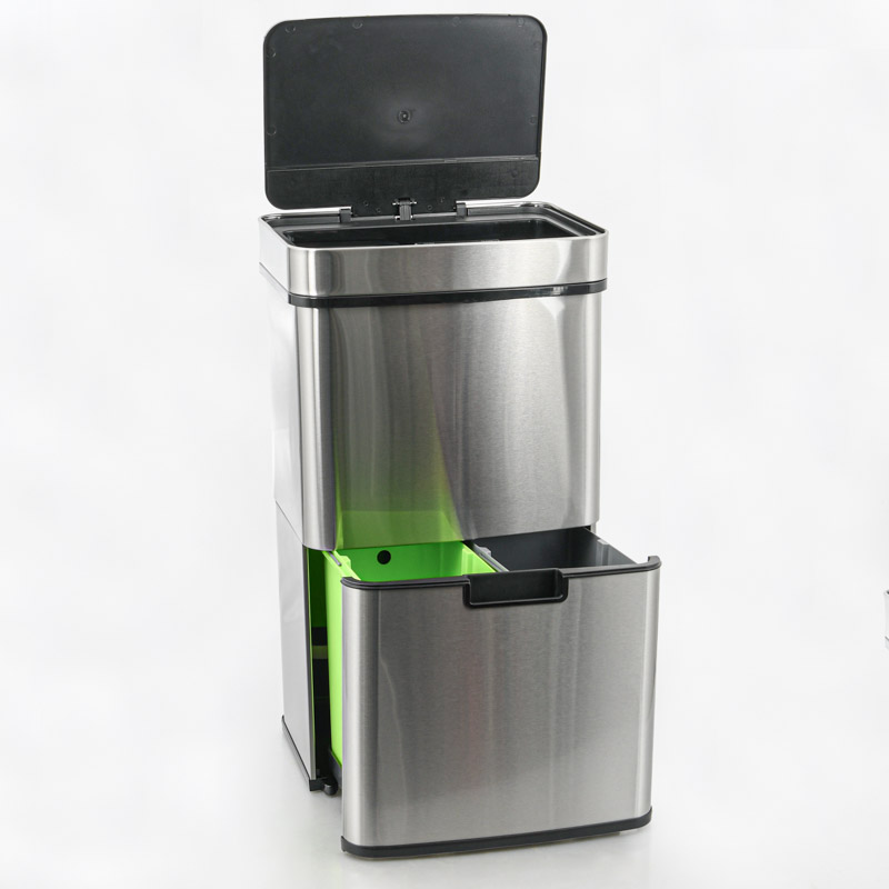 Poubelle à ouverture automatique argent 61L