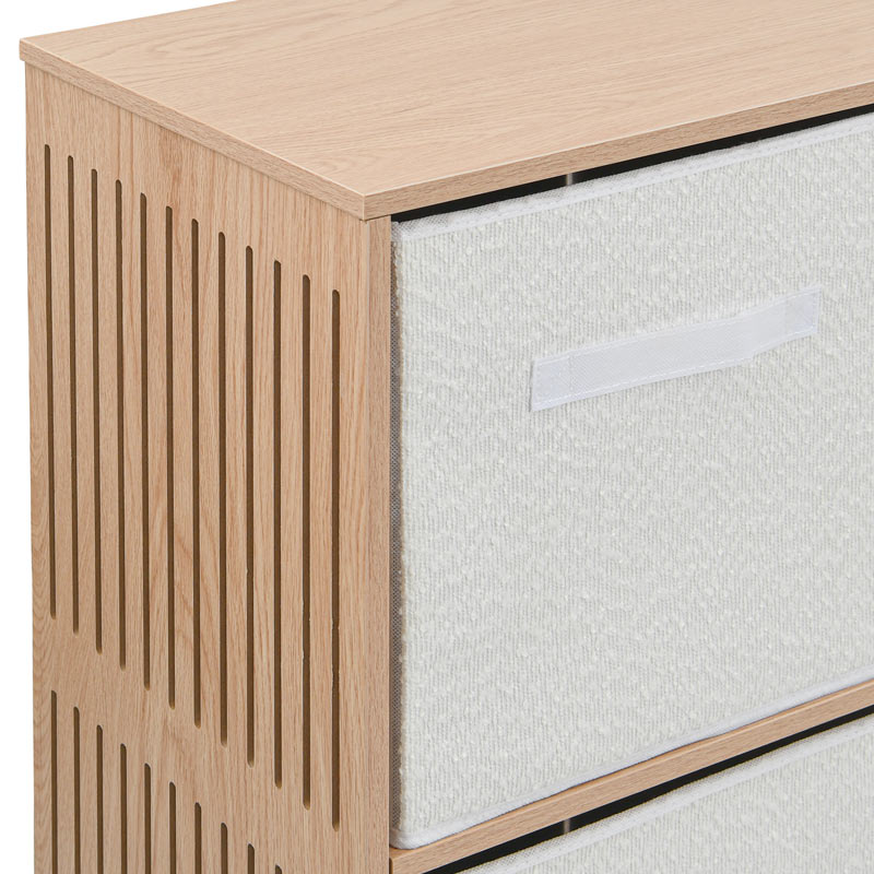 Commode 'Lisette' 4 tiroirs beige et blanche