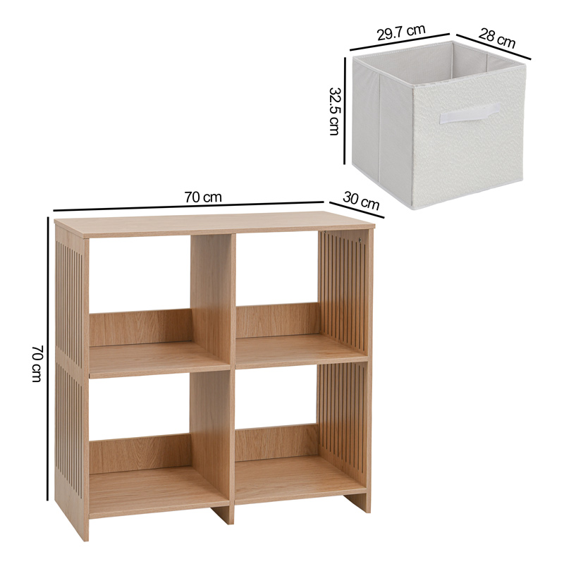 Commode 'Lisette' 4 tiroirs beige et blanche