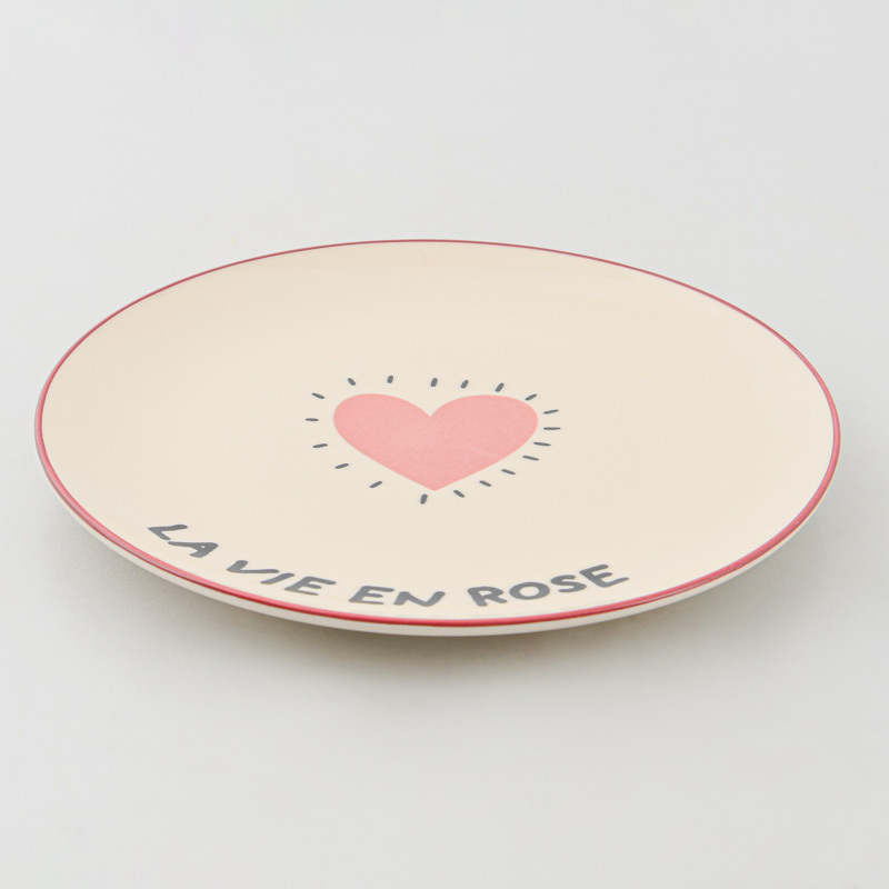 Assiette plate en porcelaine 'La vie en rose'