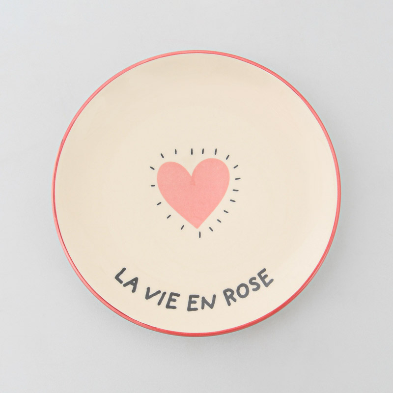 Assiette à dessert en porcelaine 'La vie en rose'