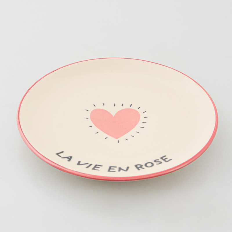Assiette à dessert en porcelaine 'La vie en rose'