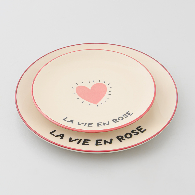 Assiette à dessert en porcelaine 'La vie en rose'